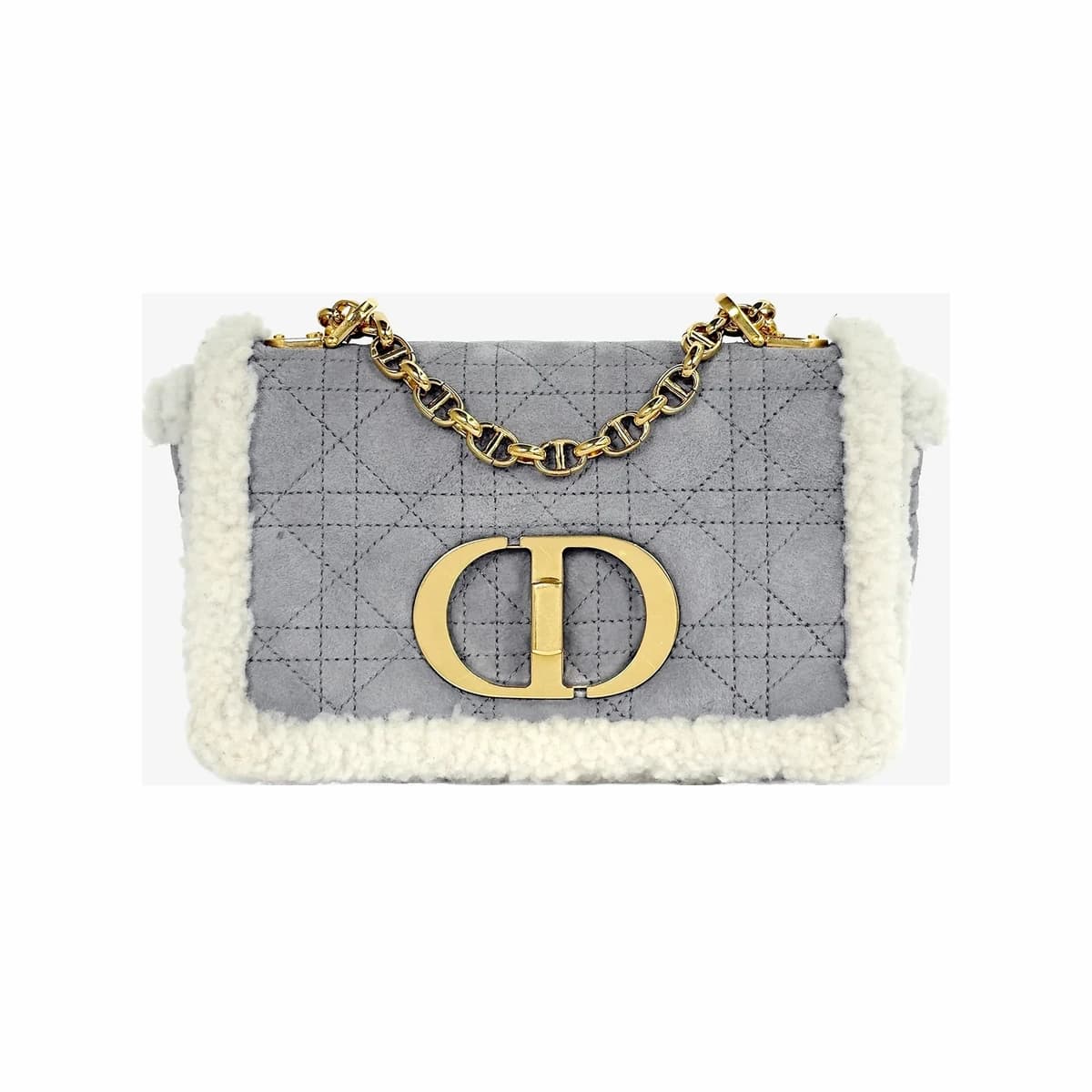 DIOR 디올 시어링 퀼팅 카로백 스몰 그레이