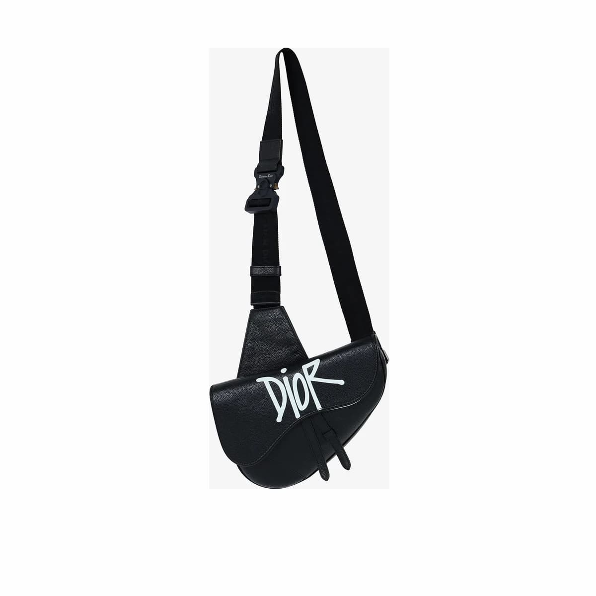 DIOR 디올 앤 숀 스투시 콜라보 새들백 블랙