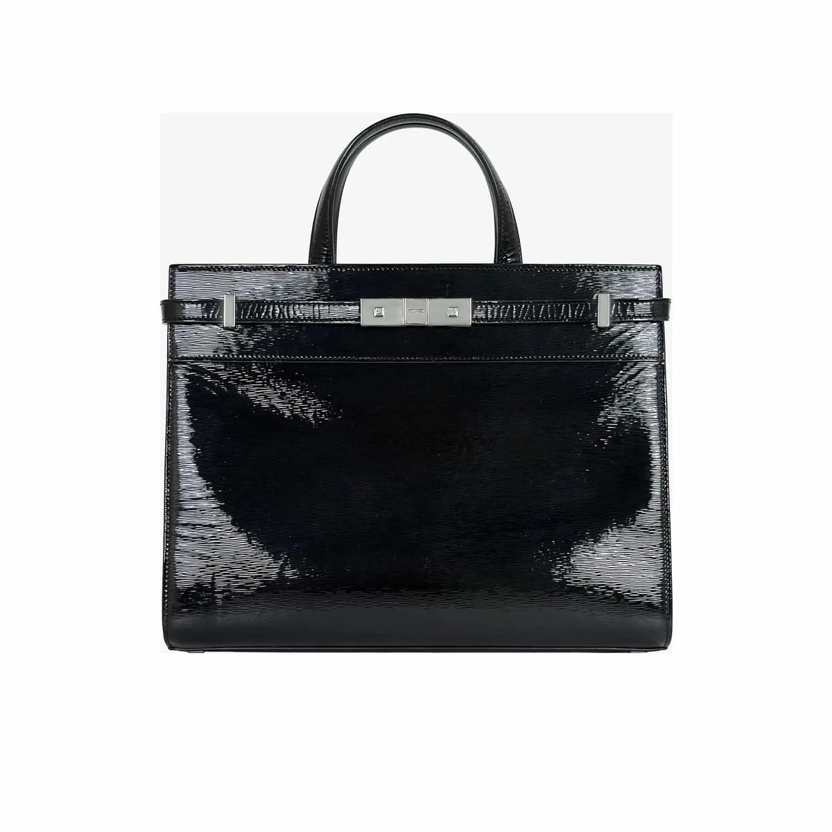 SAINT LAURENT 생로랑 페이던트 맨하탄 탑핸들 백 스몰 블랙 S9GVYGKK 페이턴트