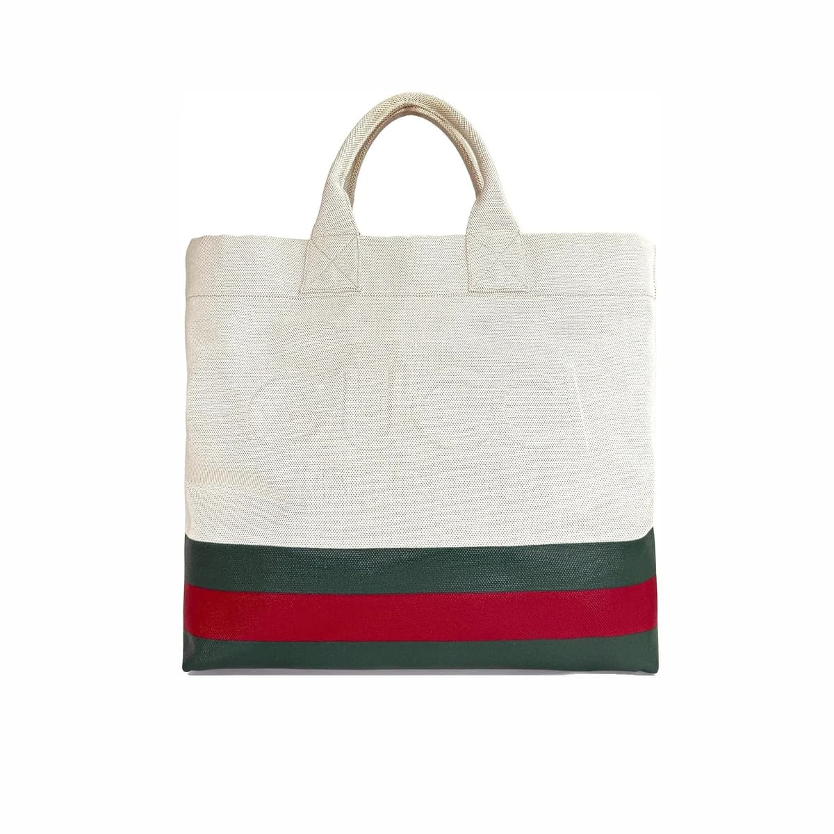 GUCCI 구찌 엠보스 디테일 내츄럴 캔버스 토트백 화이트