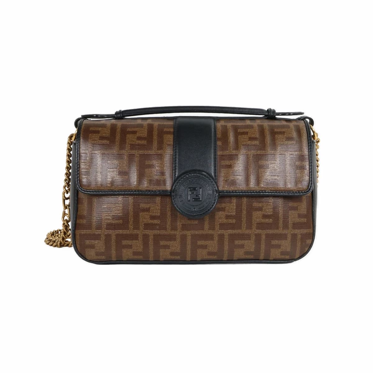 FENDI 펜디 더블F 토트 체인 숄더백 브라운블랙