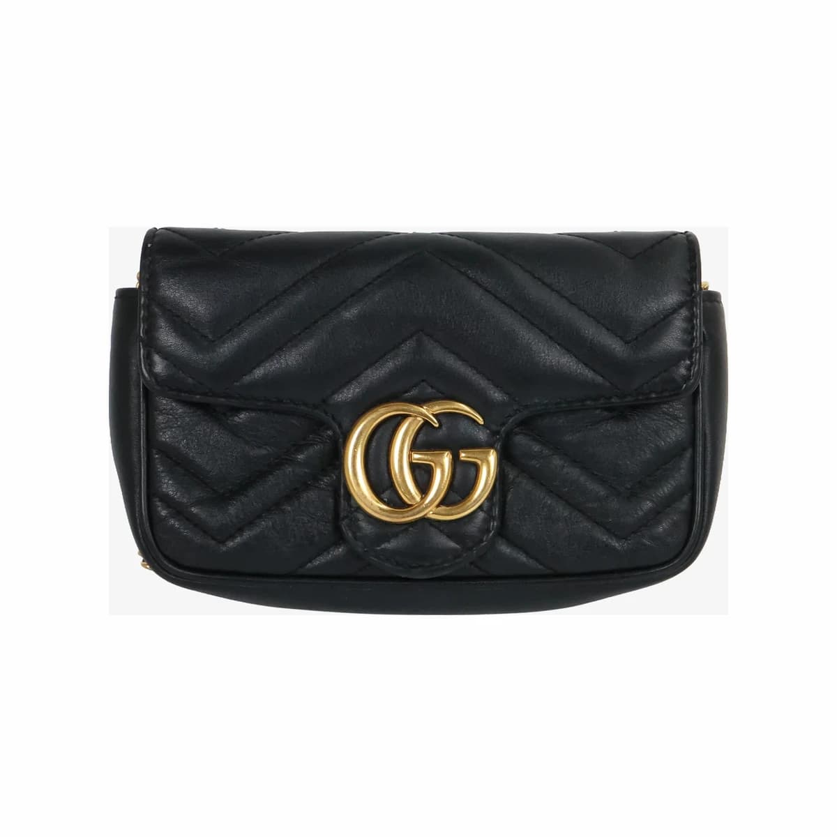 GUCCI 구찌 GG 마몽 마틀라세 슈퍼미니 블랙
