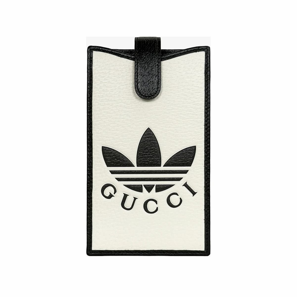 GUCCI 구찌 X 아디다스 트레포일 로고 레더 폰 케이스 화이트블랙