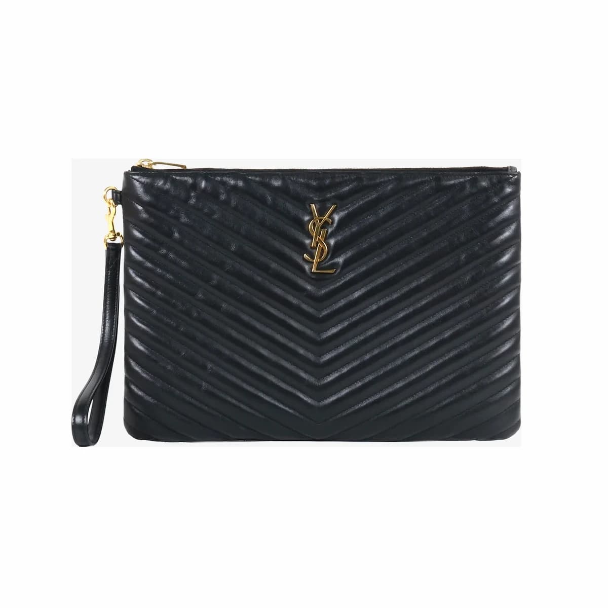 SAINT LAURENT 생로랑 마틀라세 클러치 뉴미듐 블랙 금장