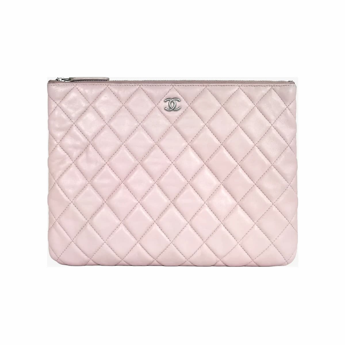 CHANEL 샤넬 클래식 클러치 뉴미듐 핑크 은장