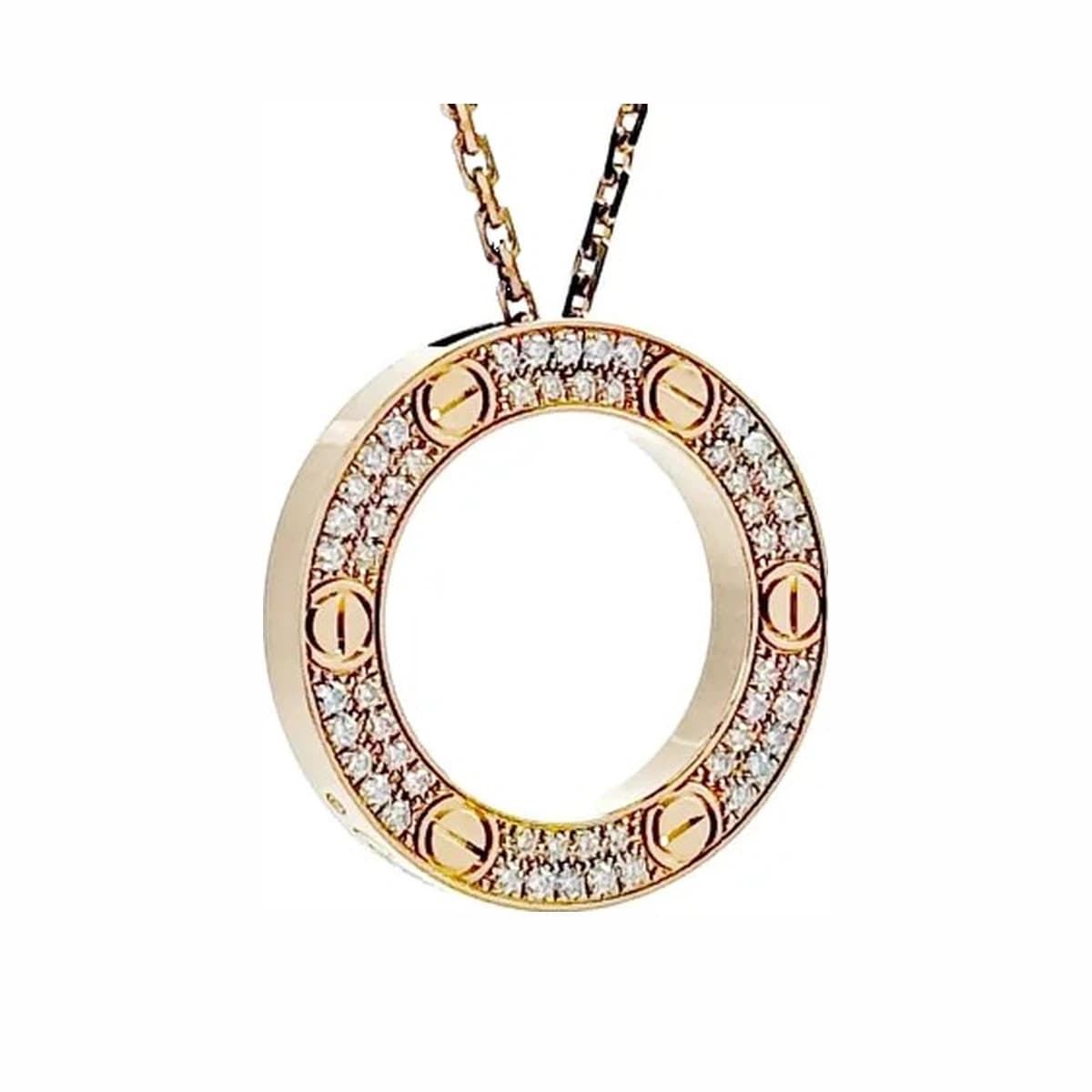 CARTIER 까르띠에 러브 펜던트 파베 세팅 핑크골드 18K 로즈골드