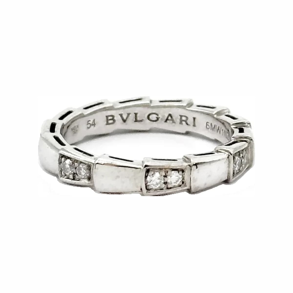 BVLGARI 불가리 세르펜티 바이퍼 링 54호 화이트골드 다이아몬드 18K 화이트골드