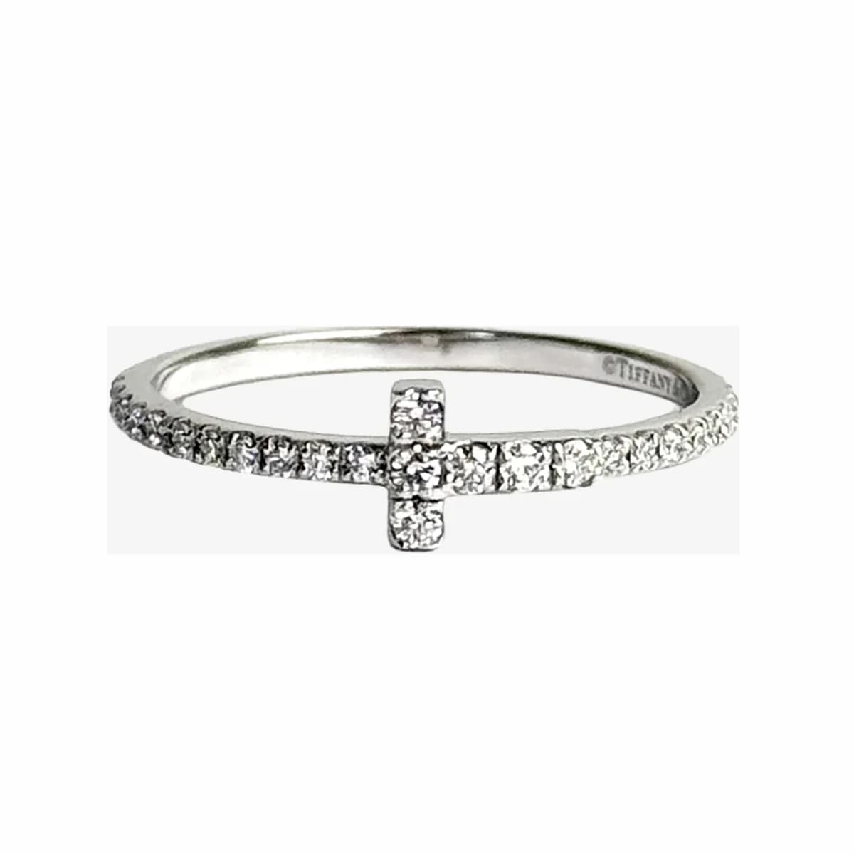 TIFFANY & CO. 티파니앤코 T 와이어 밴드 링 5호 화이트골드 다이아몬드 NE56SUYV 18K 화이트골드