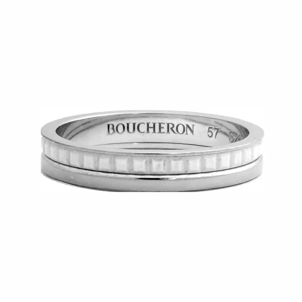BOUCHERON 부쉐론 콰트로 더블 화이트 에디션 웨딩 밴드 57호 화이트골드 18K 화이트골드