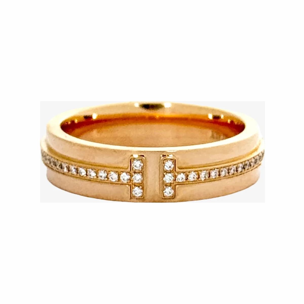 TIFFANY & CO. 티파니앤코 T 네로우 다이아몬드 링 8호 로즈골드 18K 로즈골드