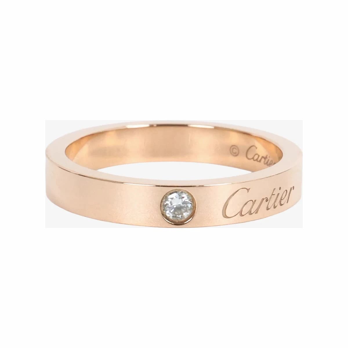 CARTIER 까르띠에 C 드 까르띠에 웨딩 링 49호 핑크골드 1P 다이아몬드 18K 로즈골드
