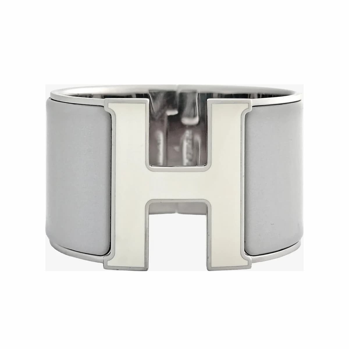 HERMÈS 에르메스 클릭클락 팔찌 화이트그레이실버