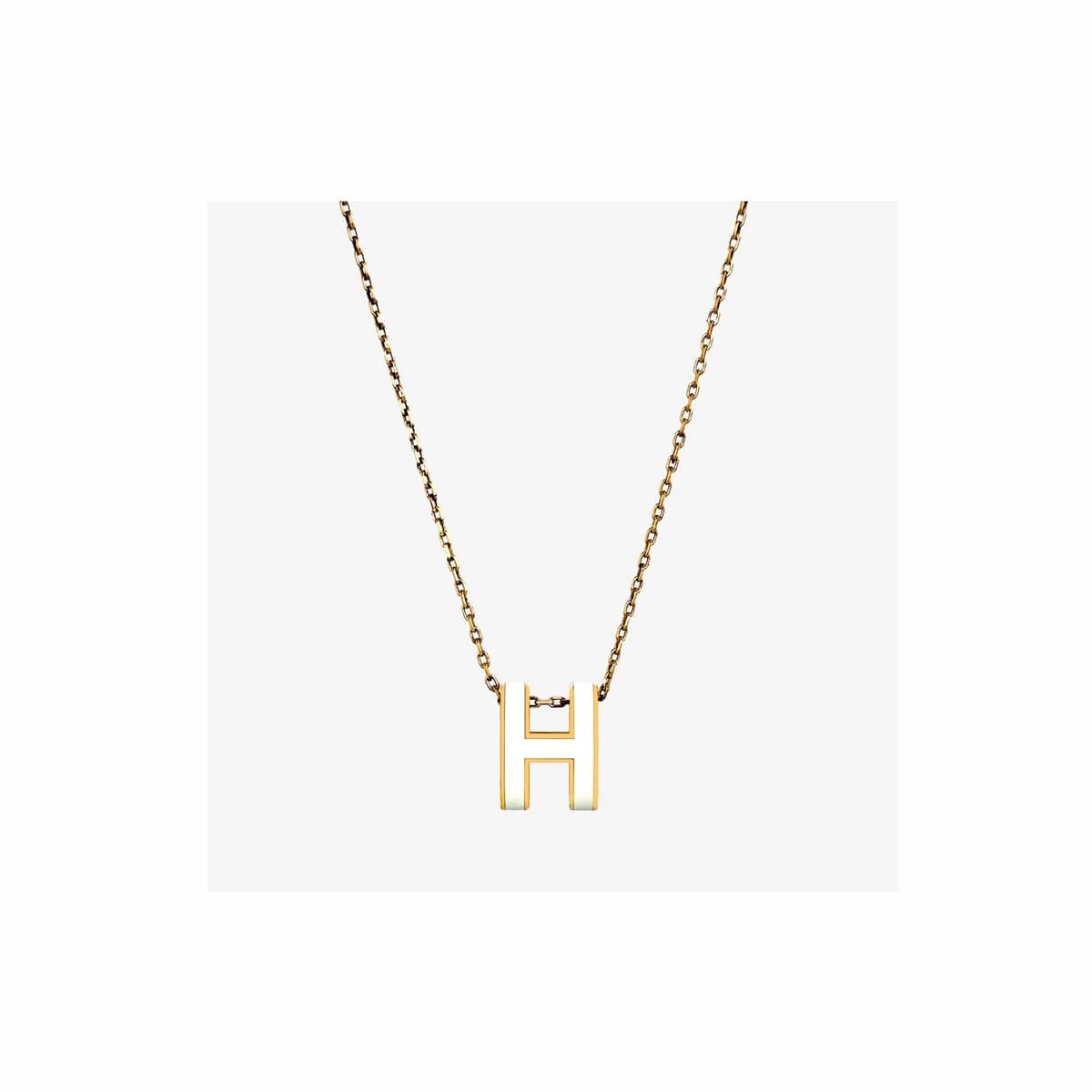 HERMÈS 에르메스 팝아슈 펜던트 목걸이 블랑골드