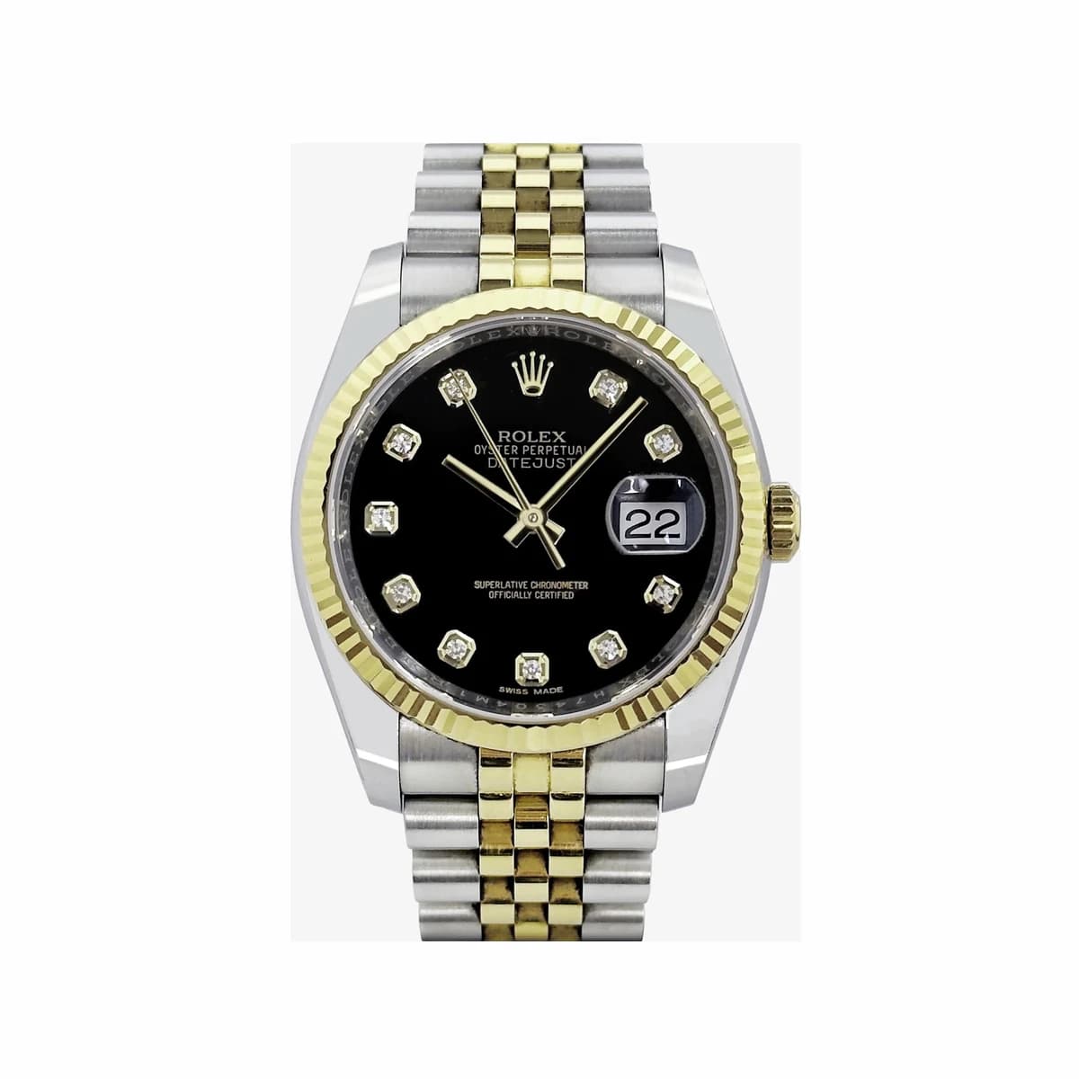 ROLEX 롤렉스 데이저스트 36mm 옐로우골드콤브 다이아몬드 10P 블랙 다이얼