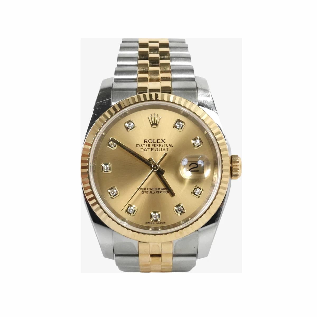 ROLEX 롤렉스 데이저스트 36mm 옐로우골드콤비 다이아몬드 10P 샴페인다이얼