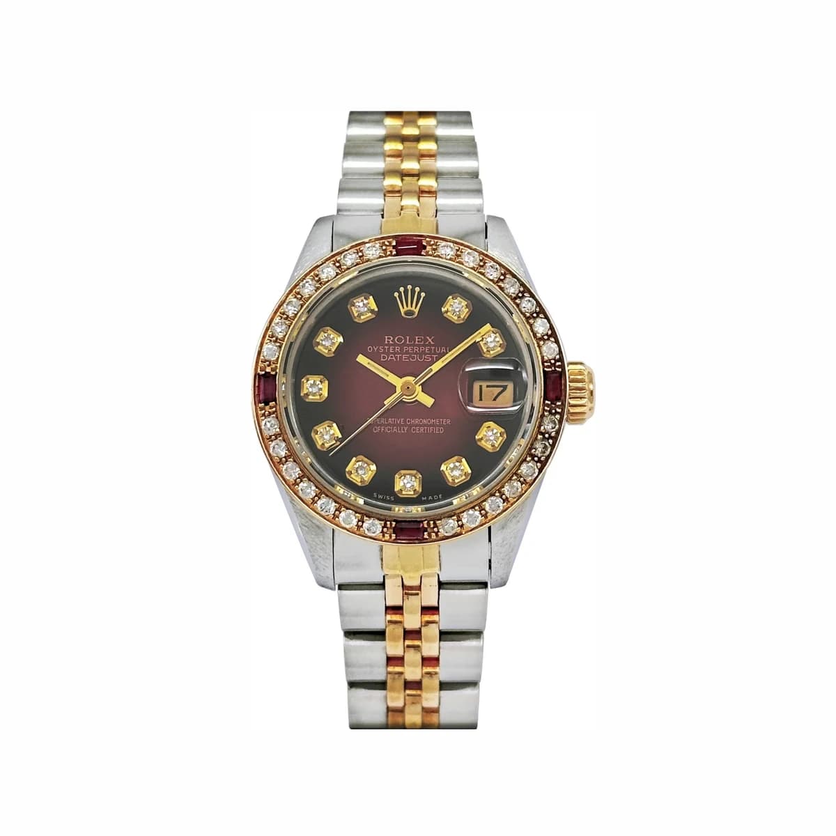 ROLEX 롤렉스 레이디 데이저스트 26mm 옐로우골드콤비 버건디 다이얼 6917