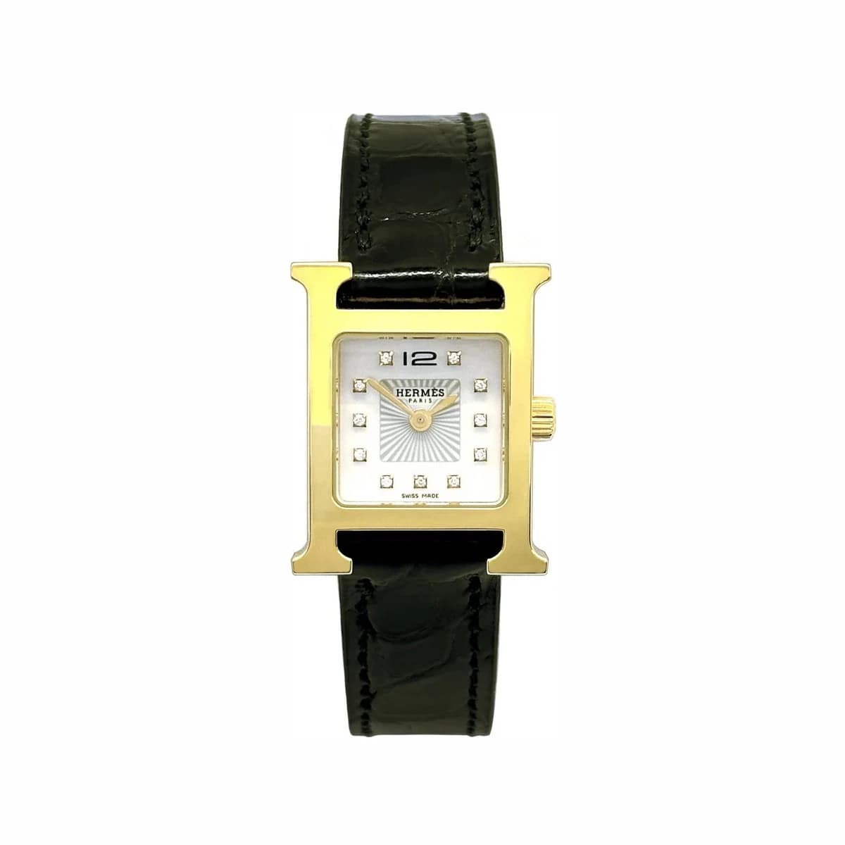 HERMÈS 에르메스 H아워 24mm 골드블랙 다이아몬드 11P