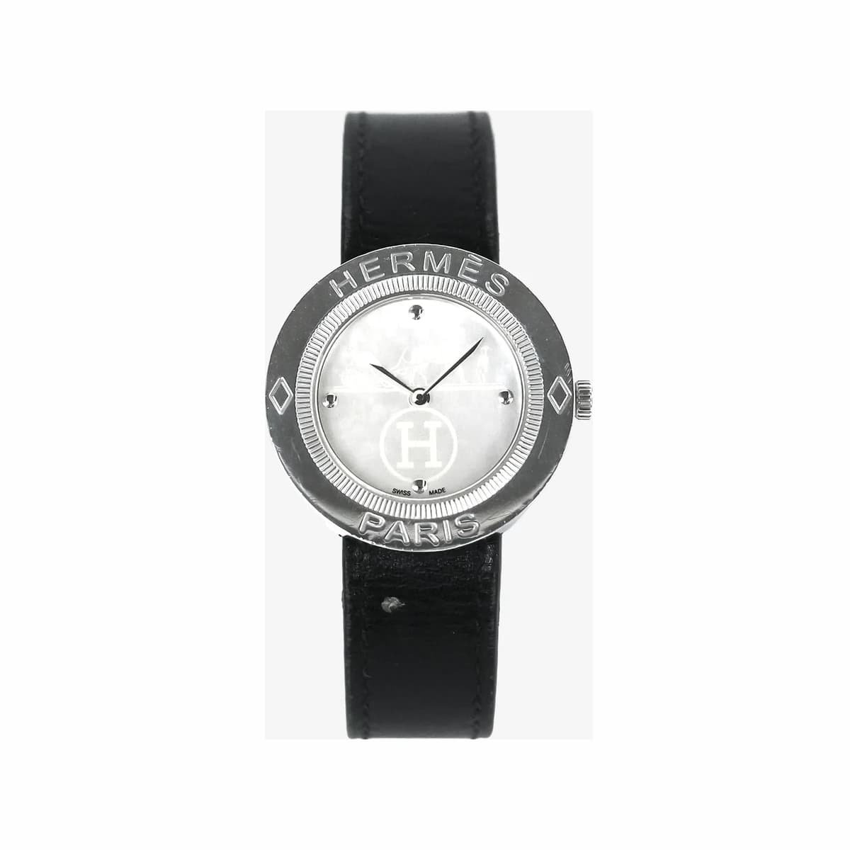 HERMÈS 에르메스 파스파스 자개 쿼츠 시계 30mm 스틸블랙 PP1.410