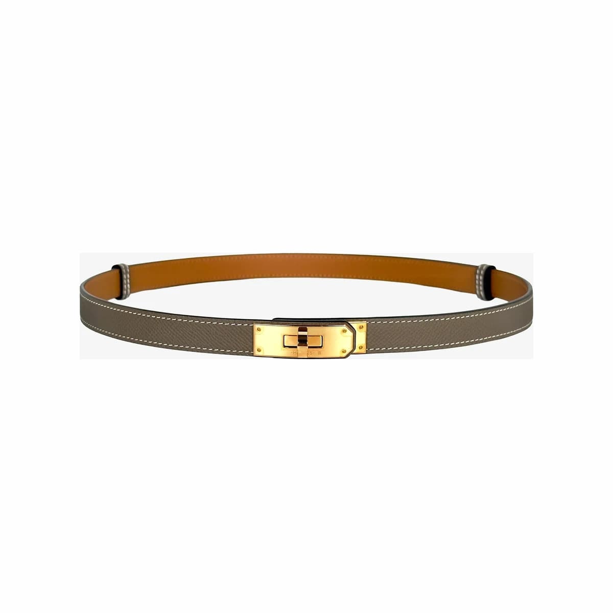 HERMÈS 에르메스 켈리 벨트 에토프 로즈골드 W 브라운