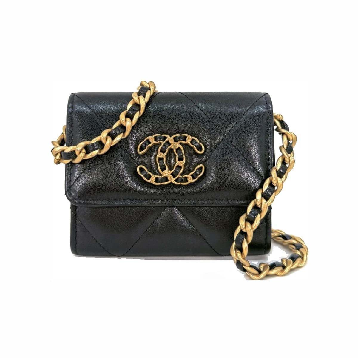 CHANEL 샤넬 19플랩 미니 카드지갑 블랙