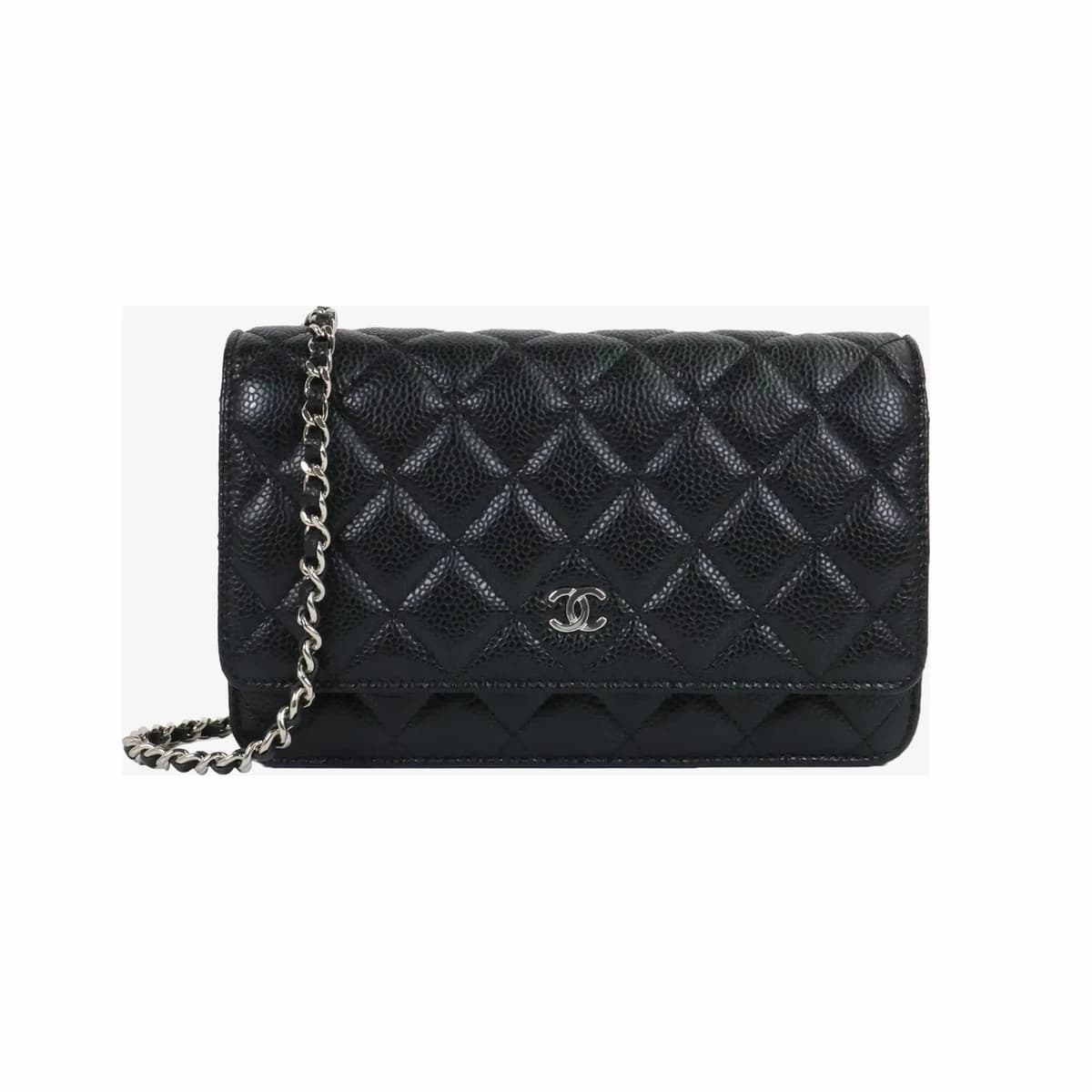 CHANEL 샤넬 클래식 WOC 체인 지갑 블랙 은장 내장칩