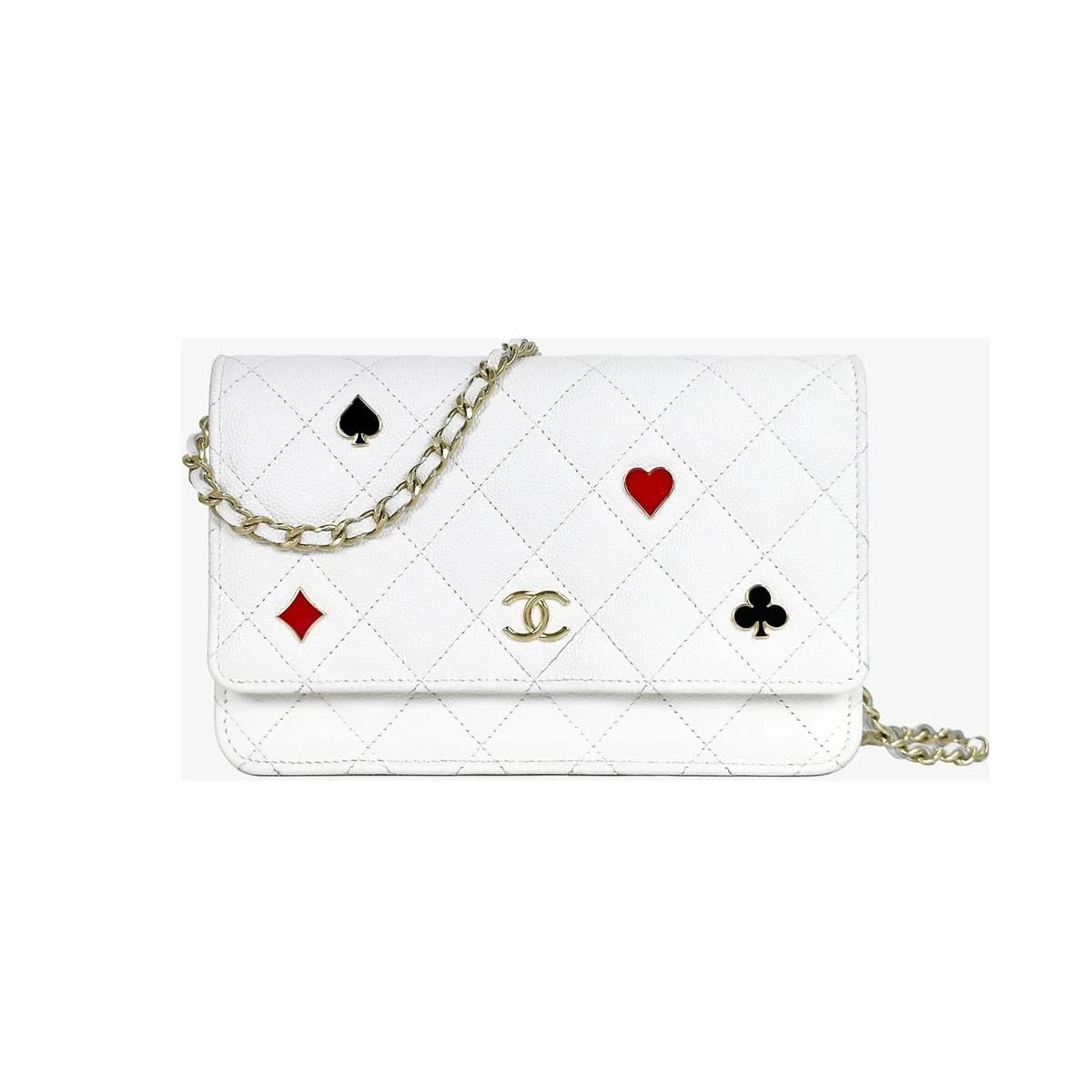 CHANEL 샤넬 클래식 코코 카지노 참 체인 지갑 화이트
