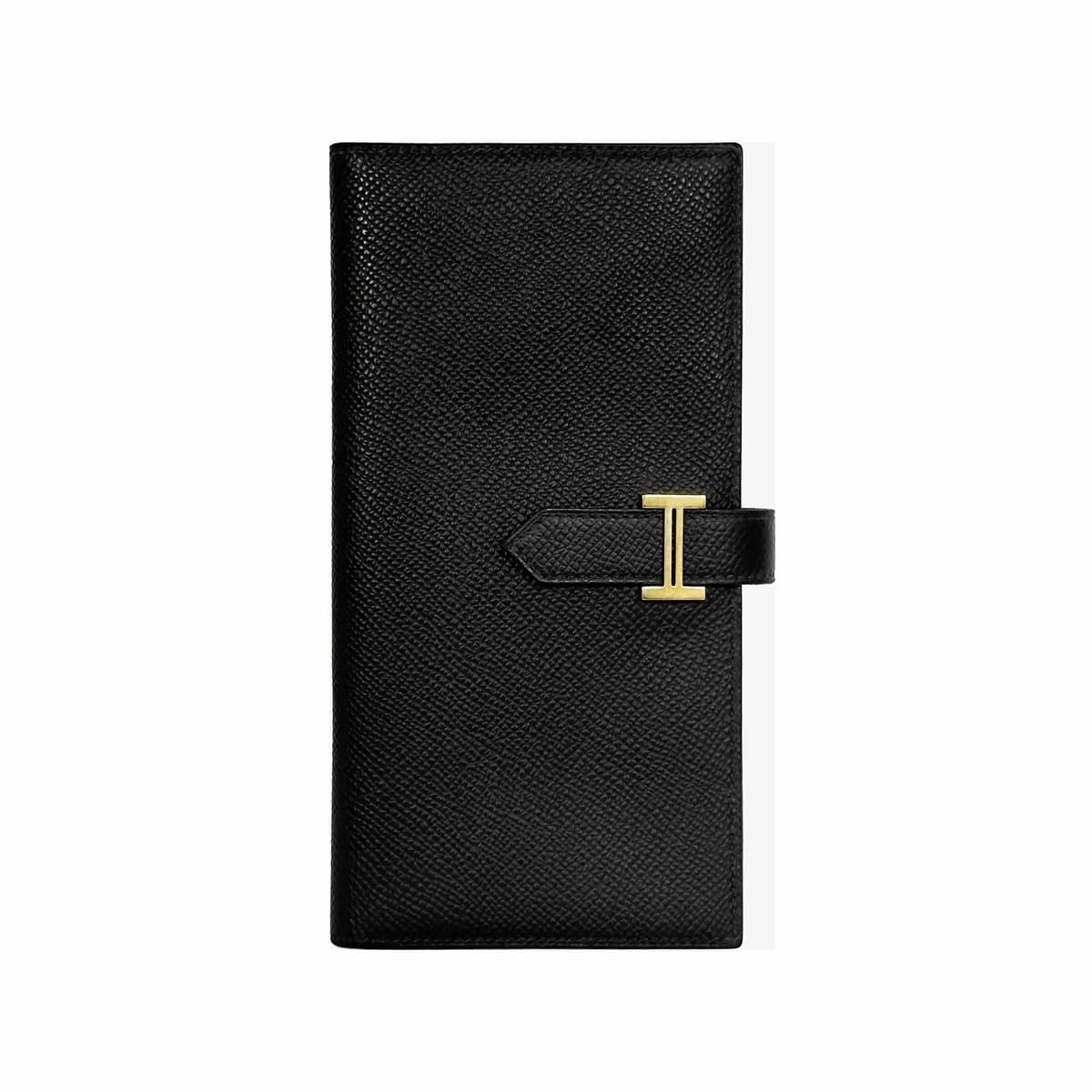 HERMÈS 에르메스 베안 장지갑 누아 금장 블랙