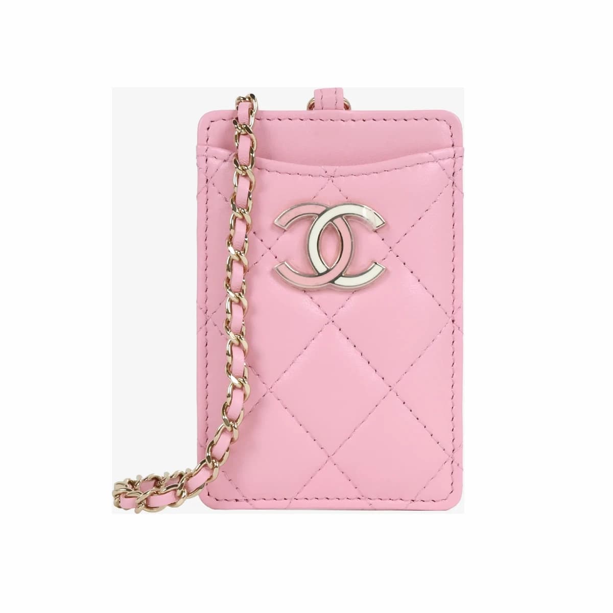 CHANEL 샤넬 CC 로고 체인 카드지갑 핑크 31번대