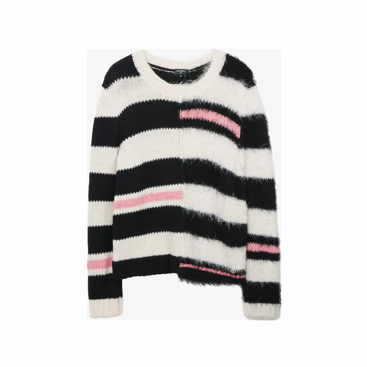 CHANEL 샤넬 캐시미어 니트 블랙 화이트 38 울·캐시미어