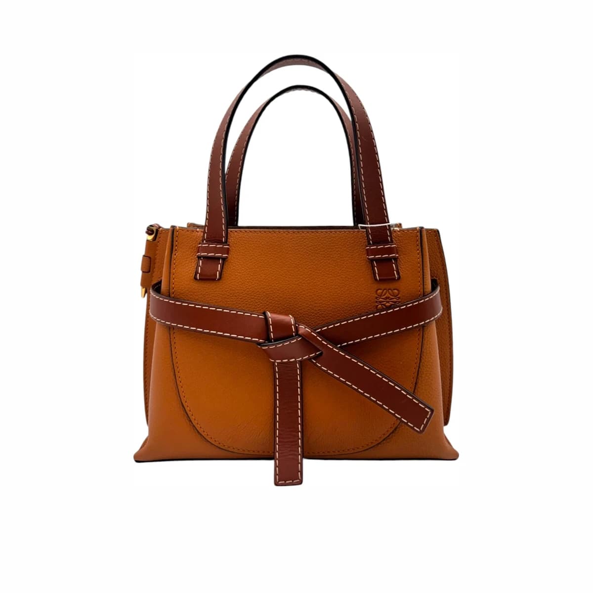 LOEWE 로에베 브라운 레더 게이트 탑핸들 미니 숄더백 가죽