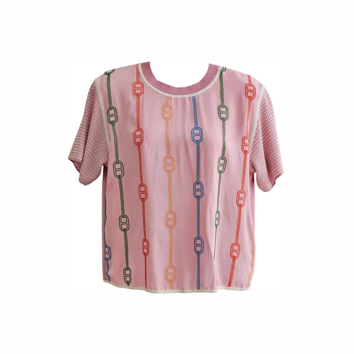 HERMÈS 에르메스 샹달 트윌렌 실크 반팔 핑크 36