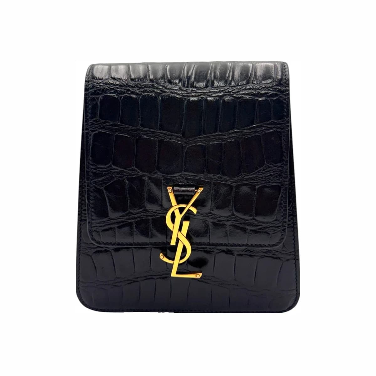 SAINT LAURENT 생로랑 블랙 금장 크로커다일 패턴 카이아 숄더백 엑조틱