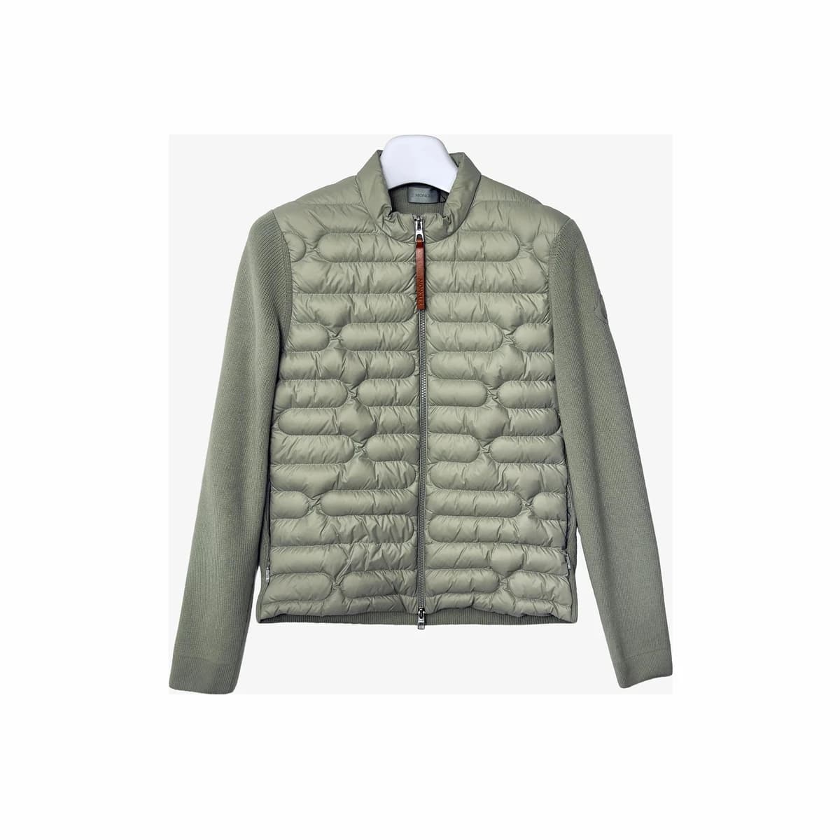 MONCLER 몽클레어 트리콧 니트 패딩 집업 가디건 그린 S