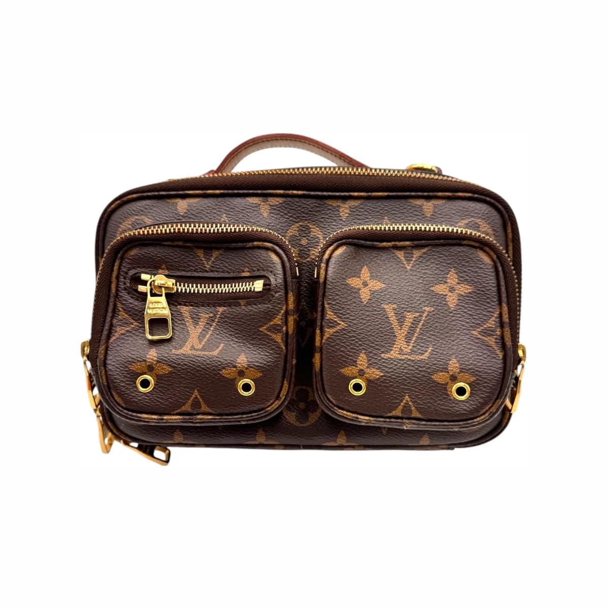 LOUIS VUITTON 루이비통 모노그램 캔버스 유틸리티 집업 밀티 포켓 크로스바디 백 브라운