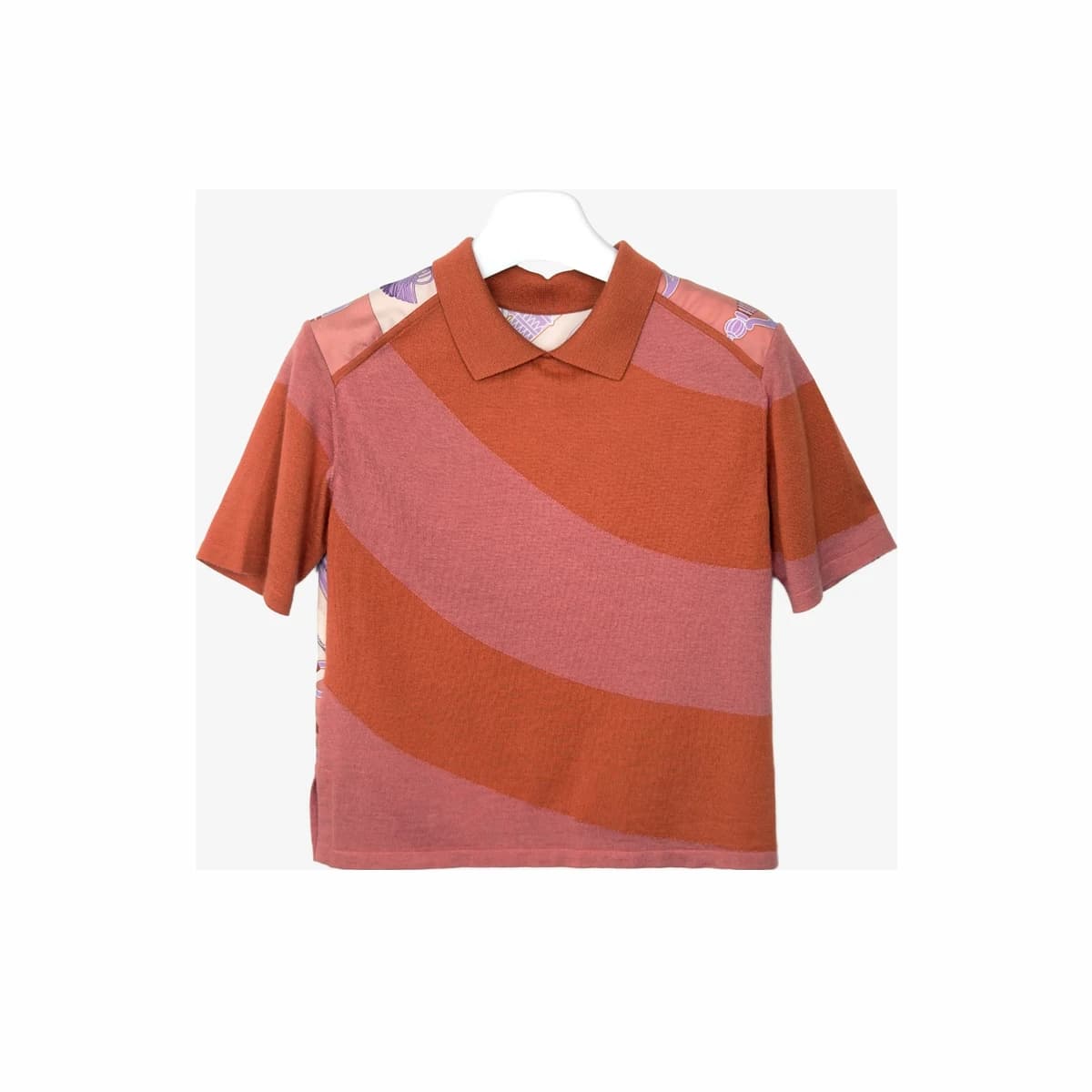 HERMÈS 에르메스 22ss 캐시미어 실크 블라우스 티셔츠 오렌지 34 울·캐시미어