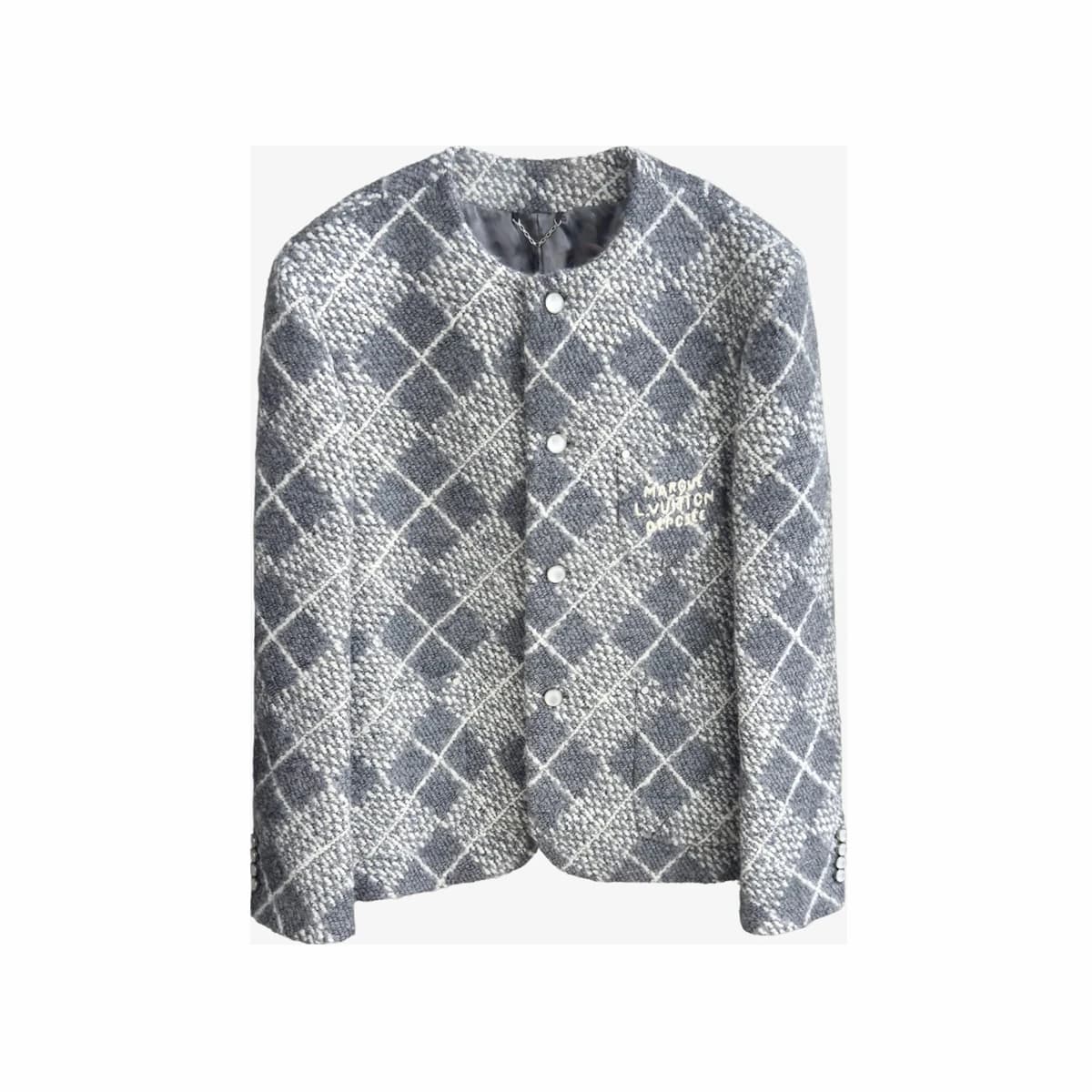LOUIS VUITTON 루이비통 시크 칼라리스 올재킷 그레이 화이트 56