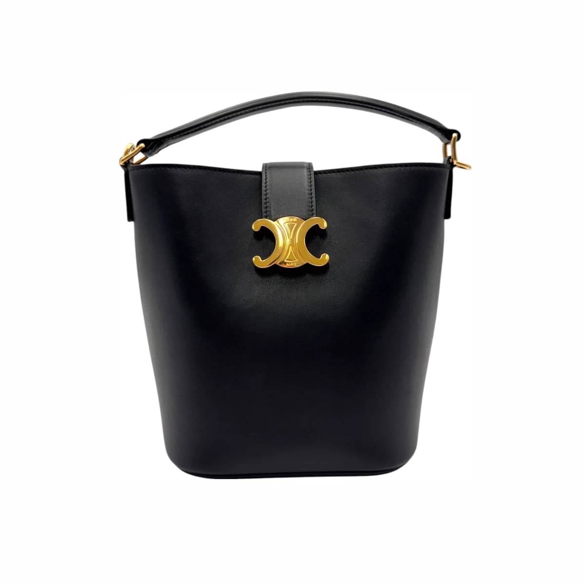 CELINE 셀린느 블랙 카프스킨 루이즈 버킷백 스몰