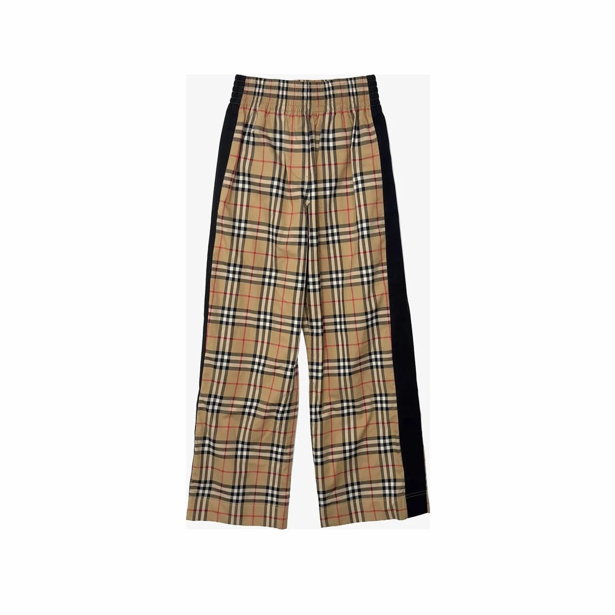 BURBERRY 버버리 사이드 스트라이프 코튼 와이드 밴딩 팬츠 베이지 블랙 4 8040597