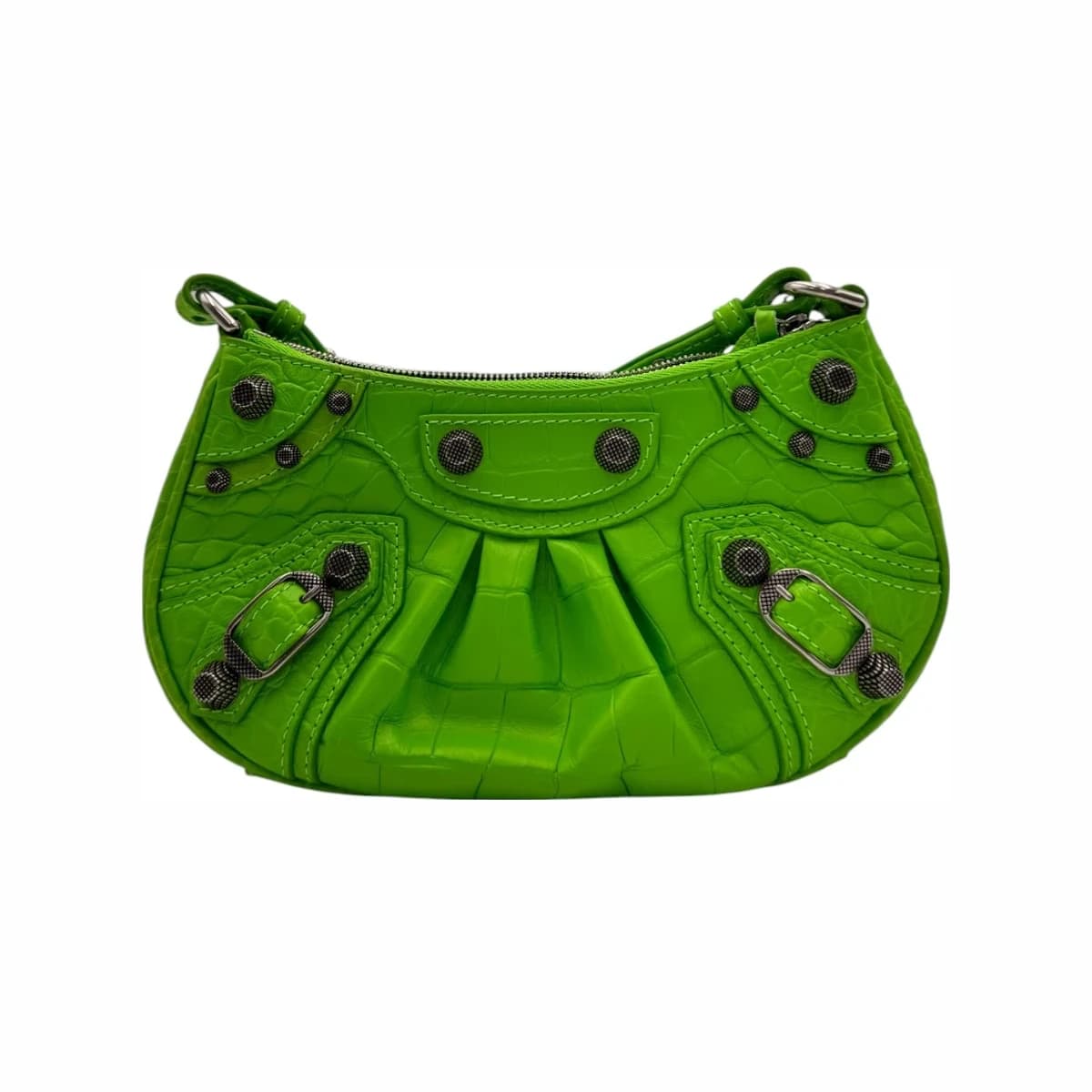 BALENCIAGA 발렌시아가 네온그린 레더 르카골 미니 체인 숄더백