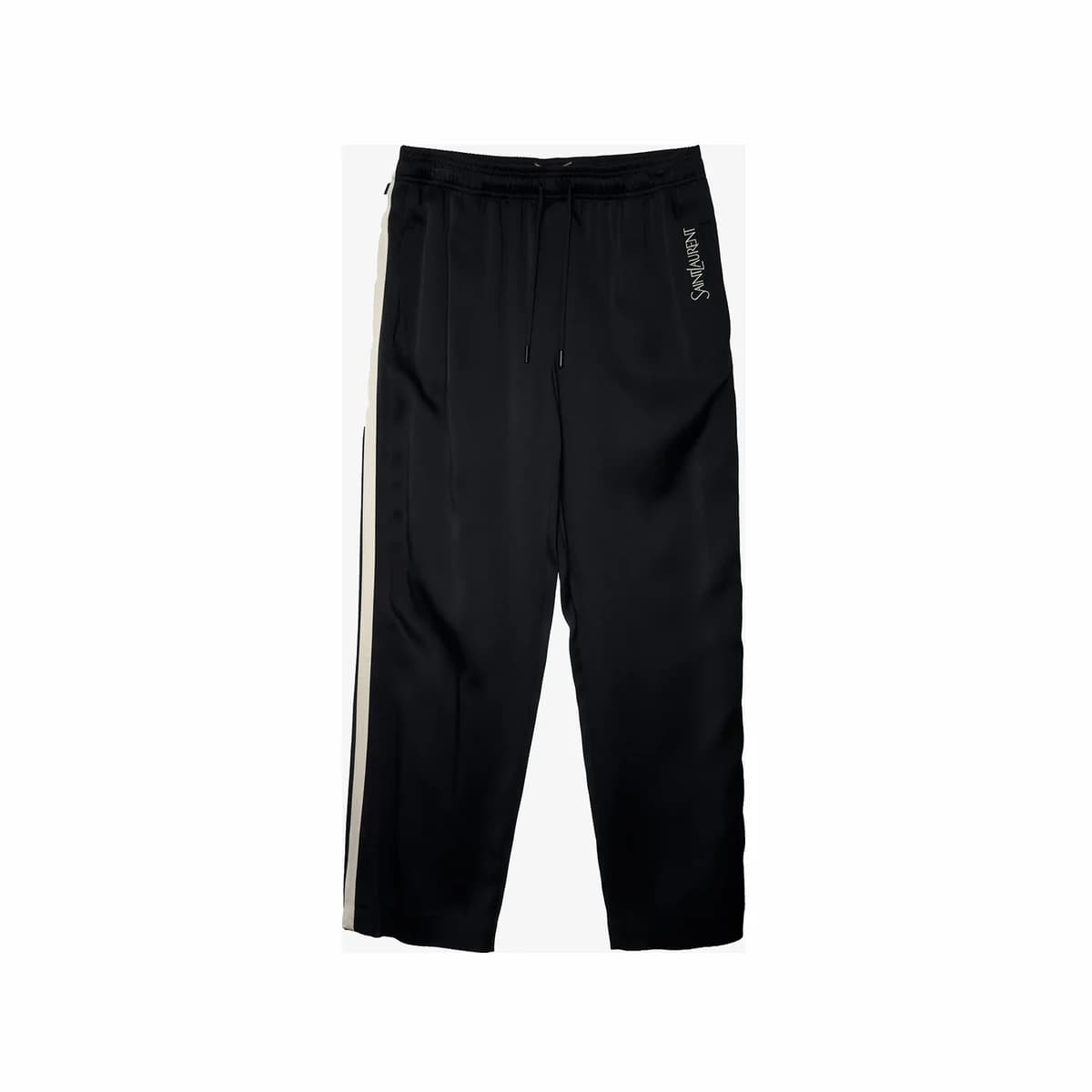 SAINT LAURENT 생로랑 로고 자수 크레이프 스웨트 팬츠 블랙 48