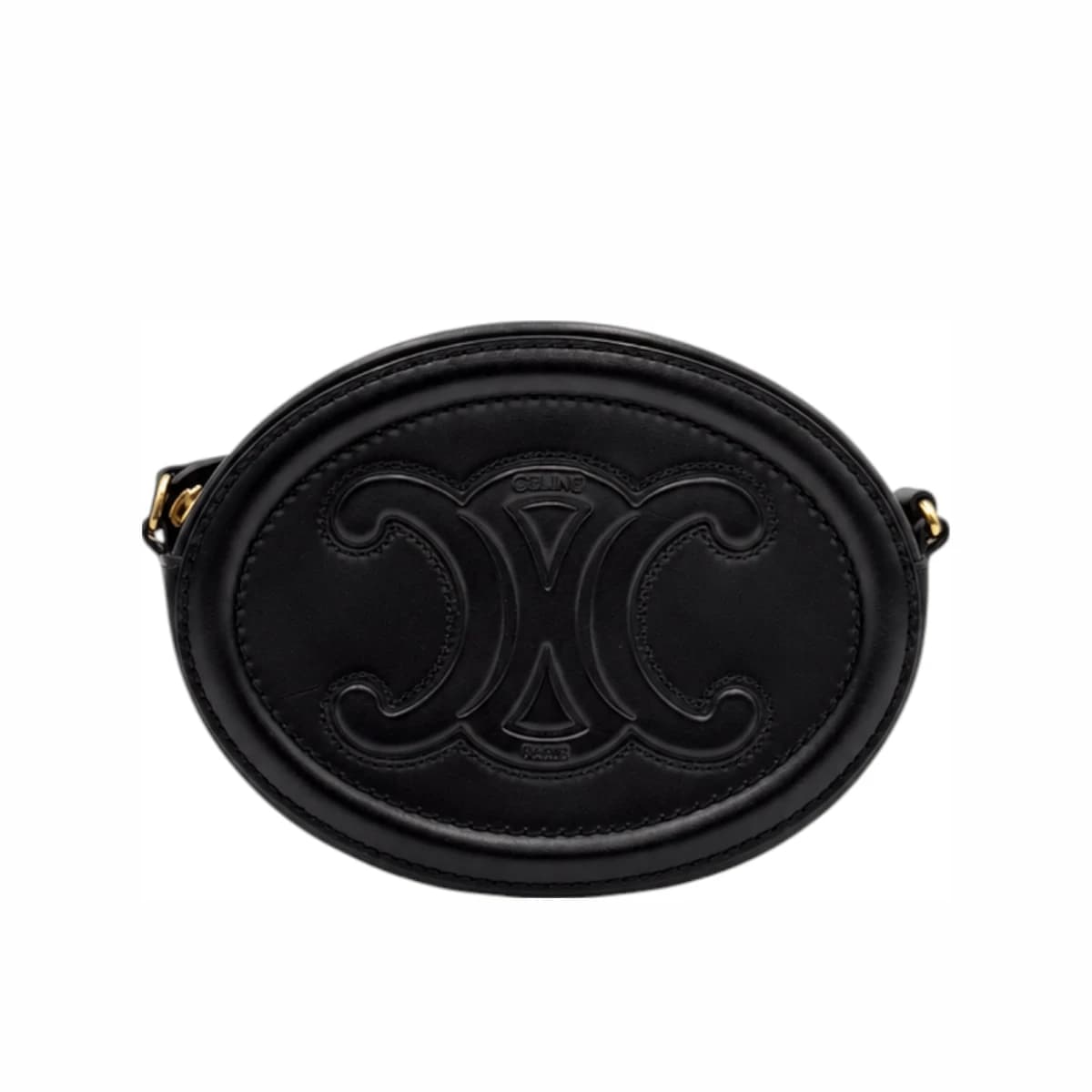 CELINE 셀린느 블랙 카프스킨 오벌펄스 미니 크로스백