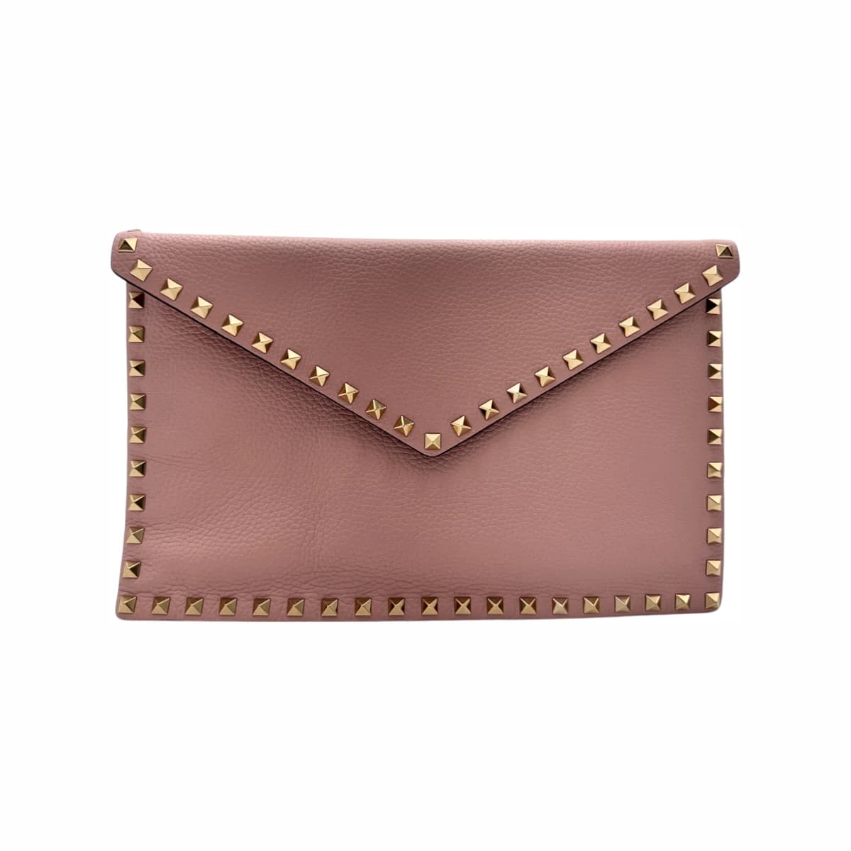 VALENTINO 발렌티노 핑크 락스터드 엔벨롭 플랩 클러치백 가죽