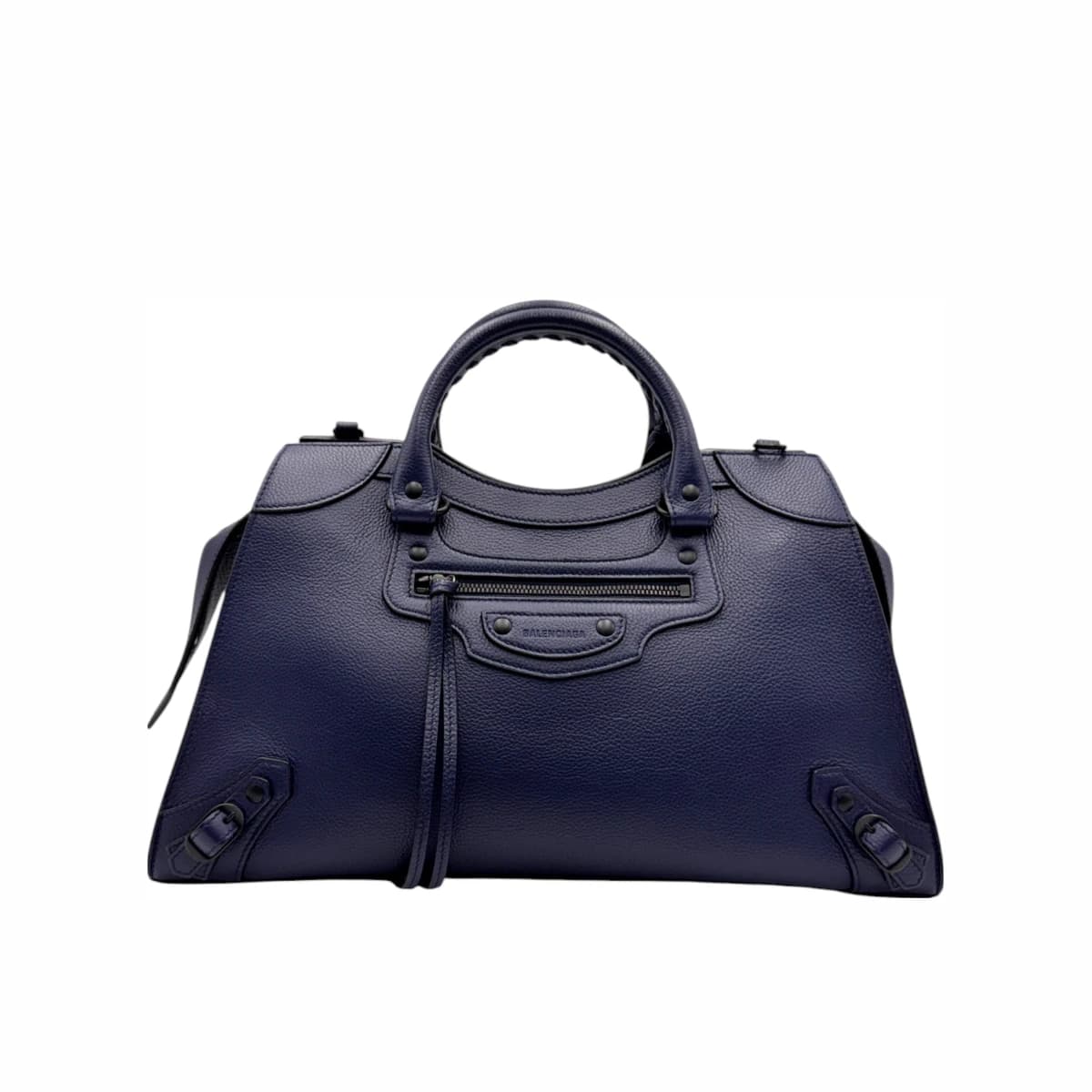 BALENCIAGA 발렌시아가 네이비 레더 네오 클래식 시티 숄더백 가죽