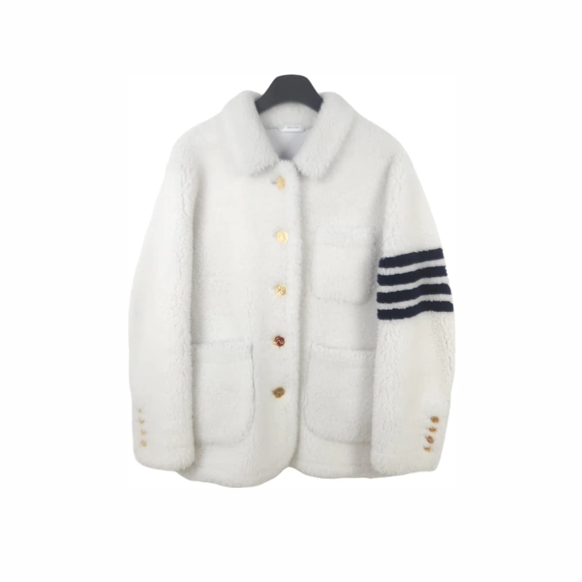 THOM BROWNE 톰브라운 헤비 시어링 버튼 프론트 패치 포켓 자켓 40