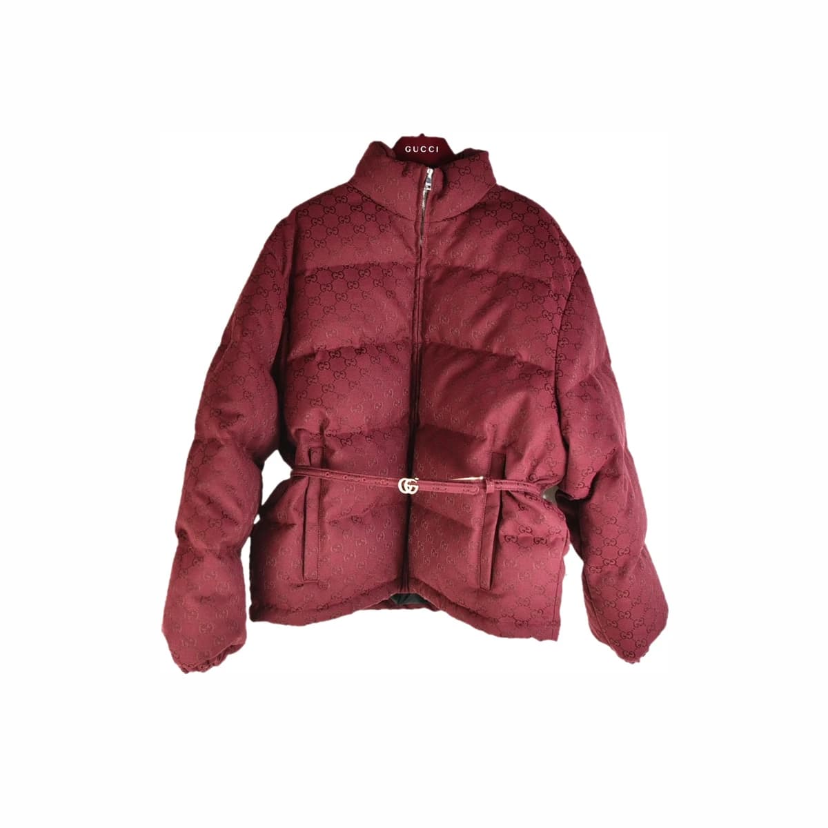 GUCCI 구찌 GG 캔버스 봄버 벨트 패딩 40