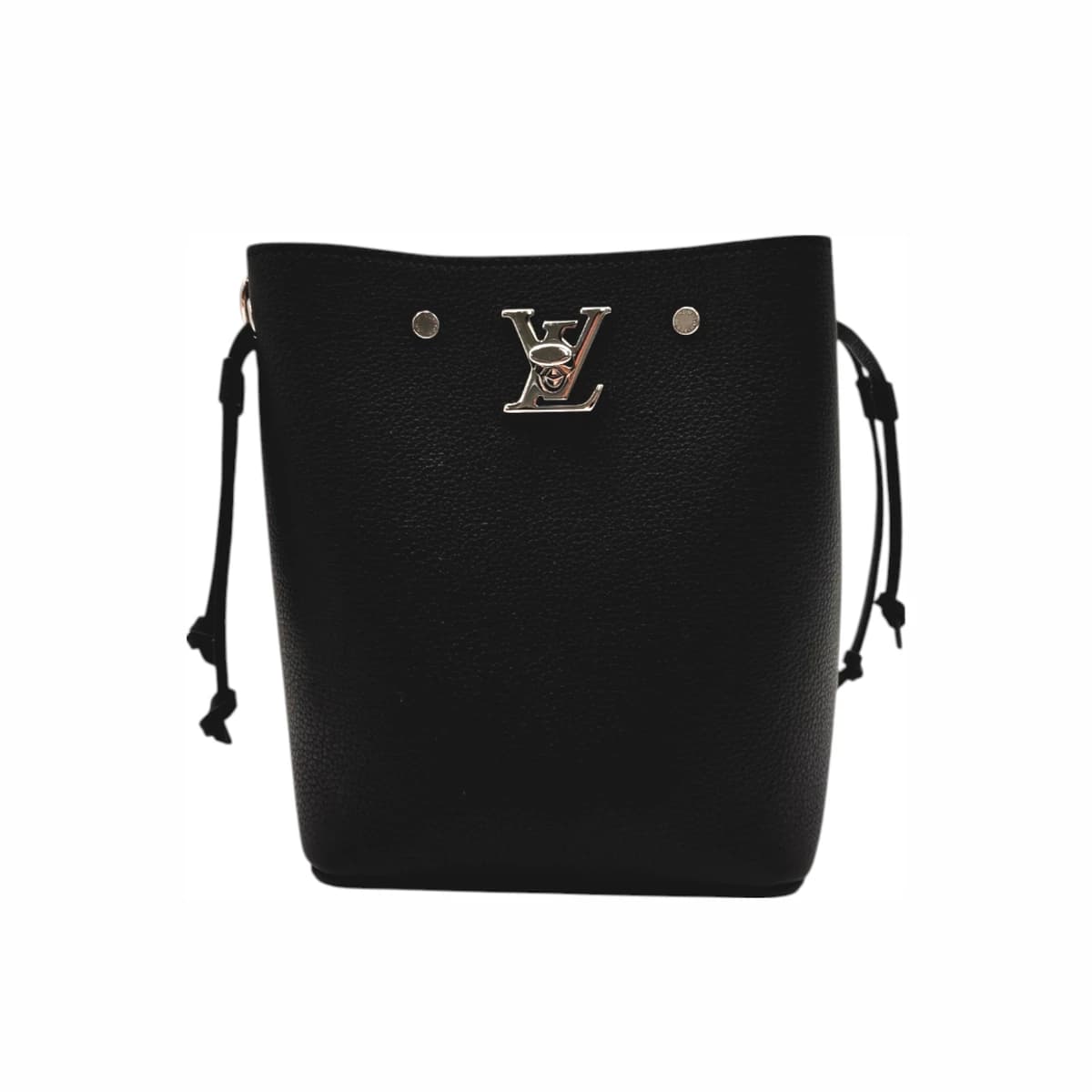 LOUIS VUITTON 루이비통 블랙 레더 LV 락미 나노 버킷 크로스백(내장칩) 가죽