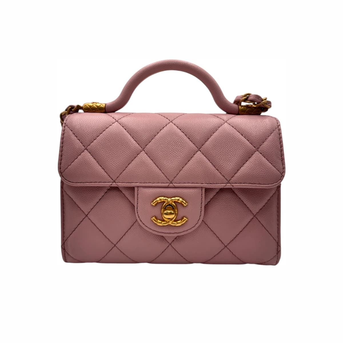 CHANEL 샤넬 핑크 캐비어 공방 컬렉션 금장 CC로고 플랩 체인 숄더백(내장칩)