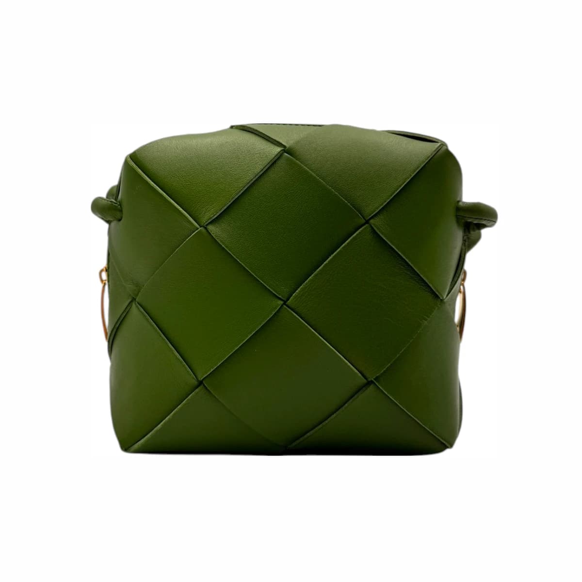 BOTTEGA VENETA 보테가베네타 그린 레더 인트레치아토 미니 카세트 카메라 백