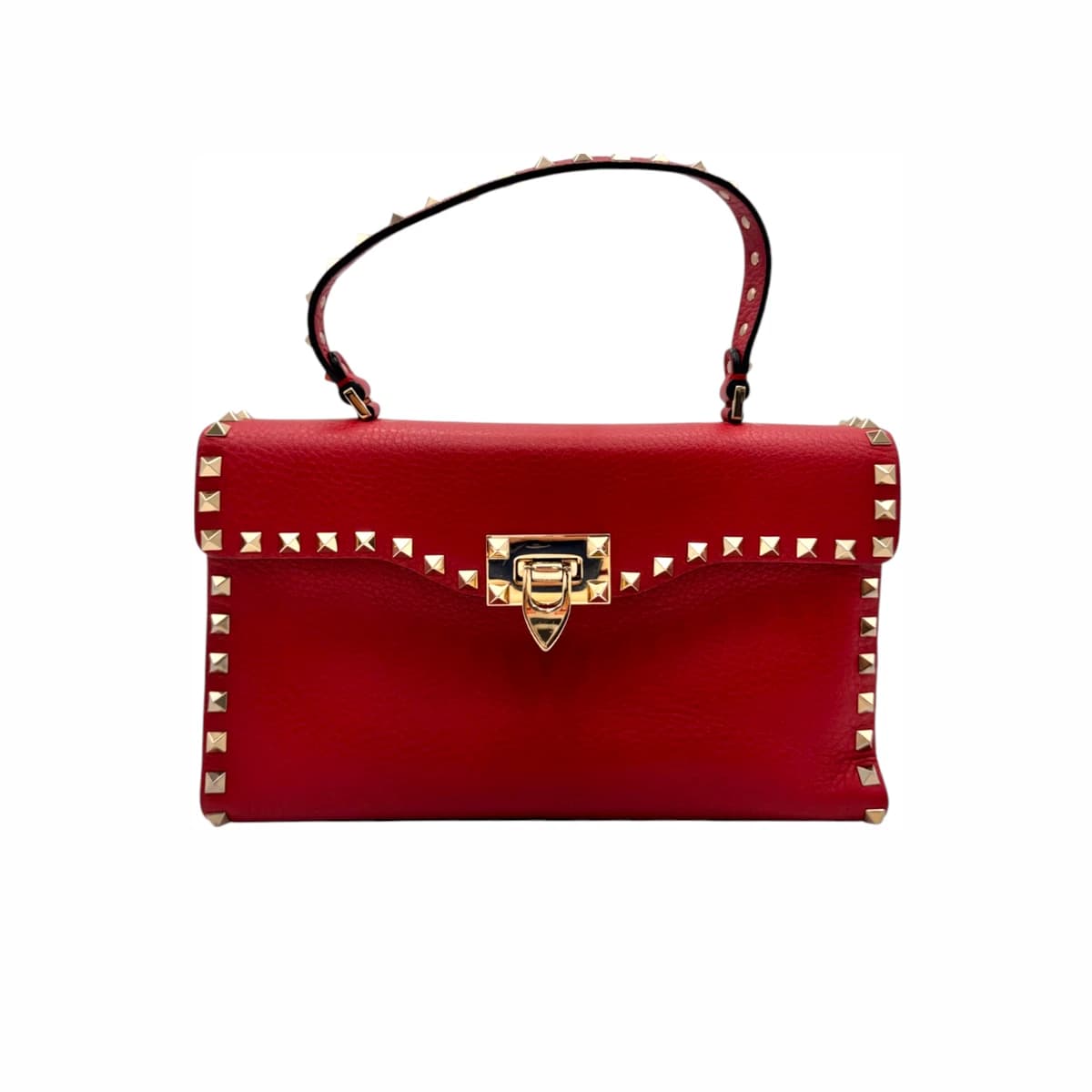 VALENTINO 발렌티노 가라바니 락스터드 레더 숄더백 레드 가죽
