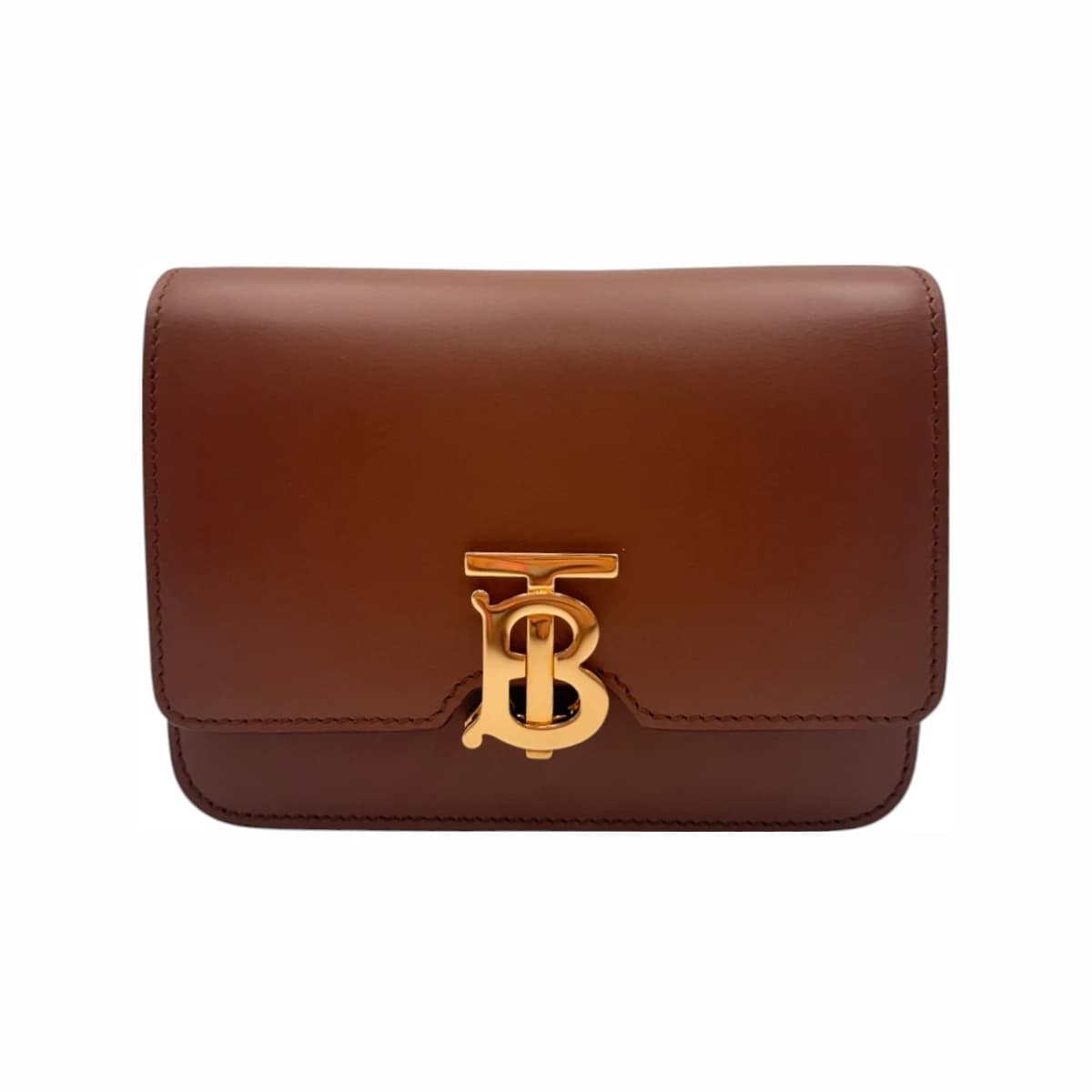 BURBERRY 버버리 몰트브라운 레더 금장 TB 범백 벨트백 가죽